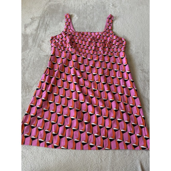 Diane‎ Von Furstenberg Women's Size 17 Pink Retro Geo Print Mini 70s Shift Dress - Picture 1 of 7